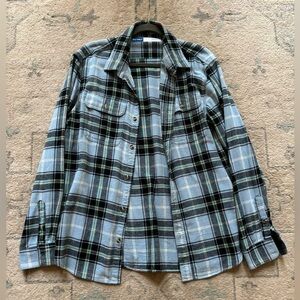 Old Navy Blue Multicolor Plaid Oversized Shirt Size Large